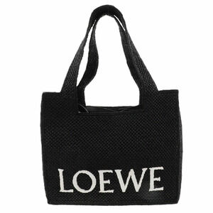 LOEWE Font Tote Bag Raffia Leather Black